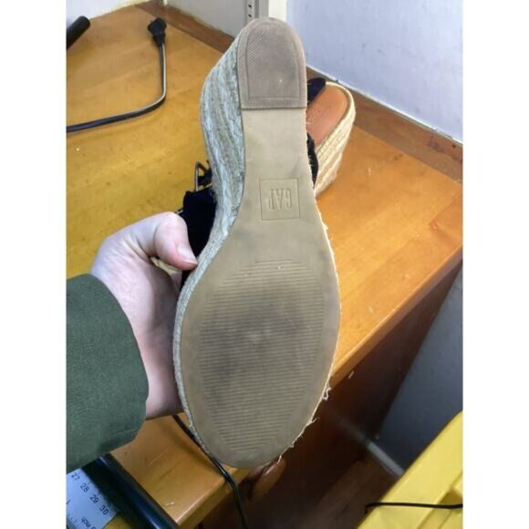 tropical y2k boho indie Gap Women's Monica PEEP Toe Sandals Black Suede Size 9 - Picture 3 of 5